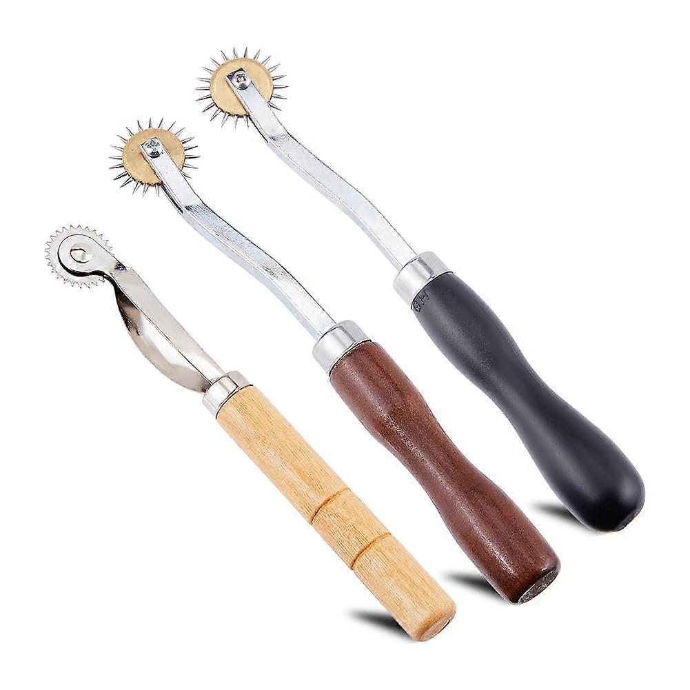 3 Pieces Pull Wheel Set for Sewing - 3 Styles Needle Pulling Wheel with Wooden Handle for Ironing and Pouncing