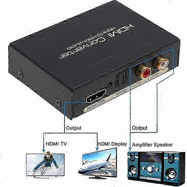 1080P HDMI Extractor Converter Splitter with Optical SPD Black