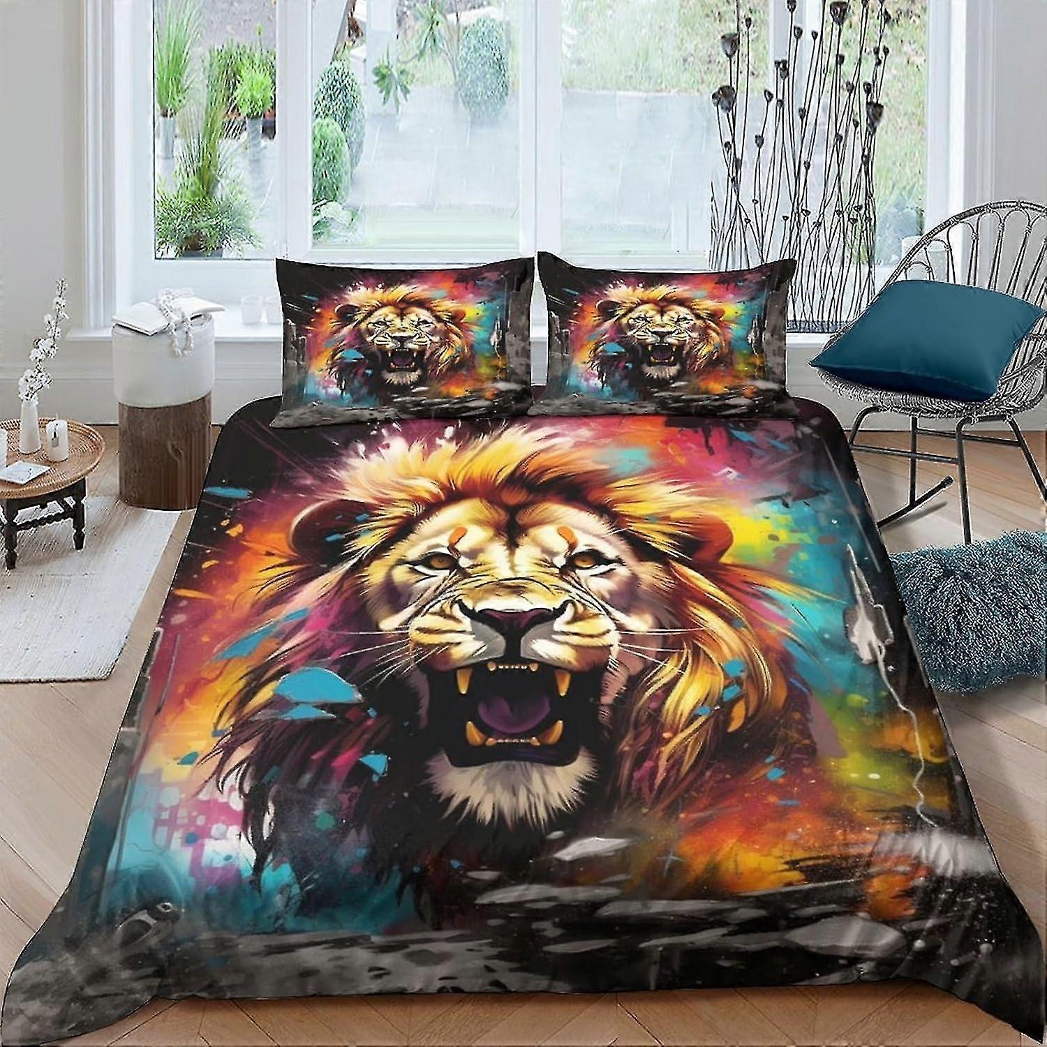 3D Printed Beast Bedding Set Duvet Cover Set 3 Pieces for Kids and Teens Soft Microfiber with Zipper Closure