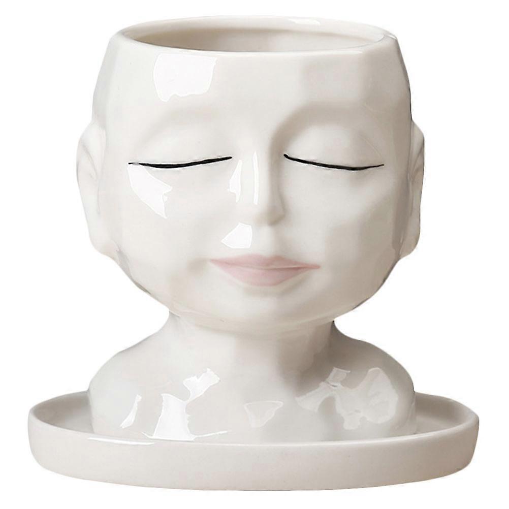 Here's a refined and attractive product description for your **"1pc Chic Artistic Figurine Plant Container Creative Ceramic Flowerpot For Home