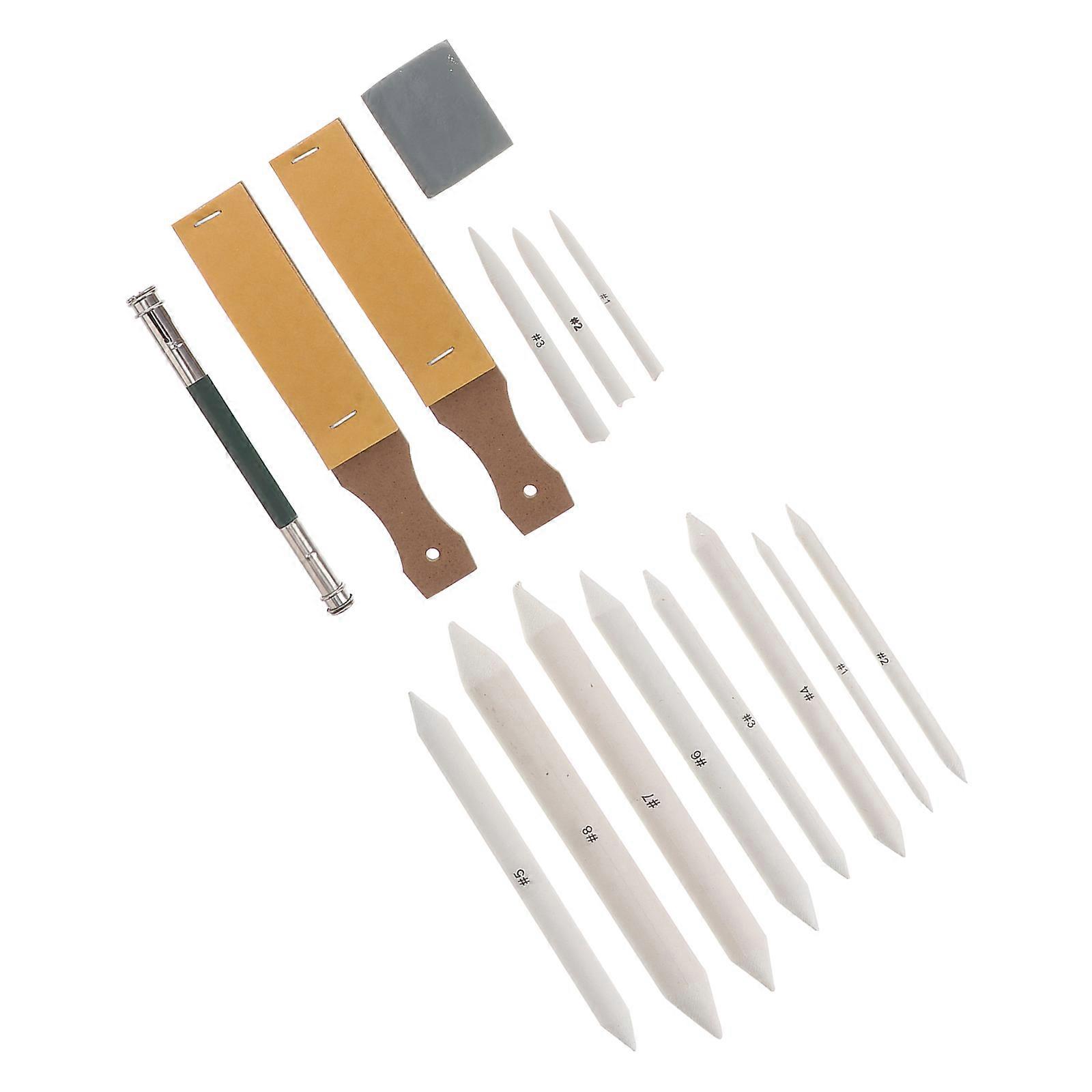Pencil Extender Stumps and Tortillions Set Artists Sketching 17.5x1.6x1.6cm Erasing 23Pcs