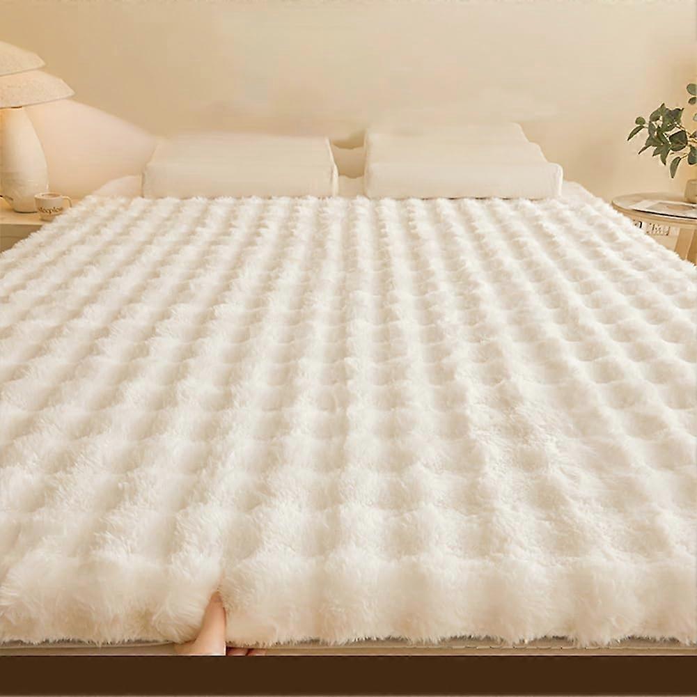 Fullsize futon mattress, Winter Super Soft Plush, thickened warmth, Japanese futon mattress (White, 90x200x5cm)