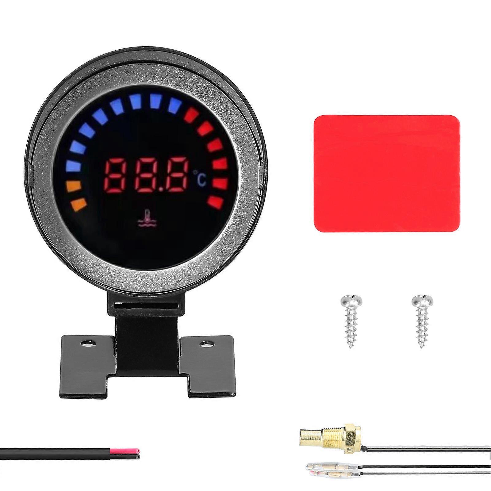 52mm Water Temperature Gauge Car Digital Meter LED Display 0-120℃ with Sensor Alarm Function for Car Truck Motorcycle