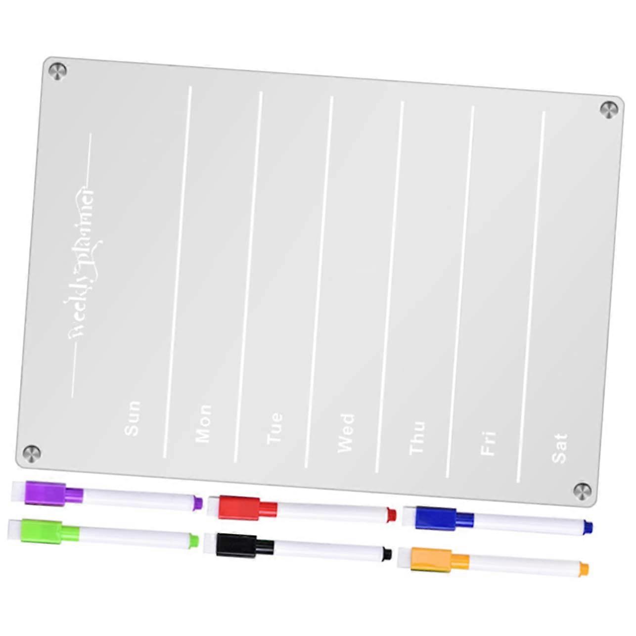 Magnetic Dry Erase Board Fridge Mount - 1-Set Reusable Planner For Efficient Weekly Planning With White Markers