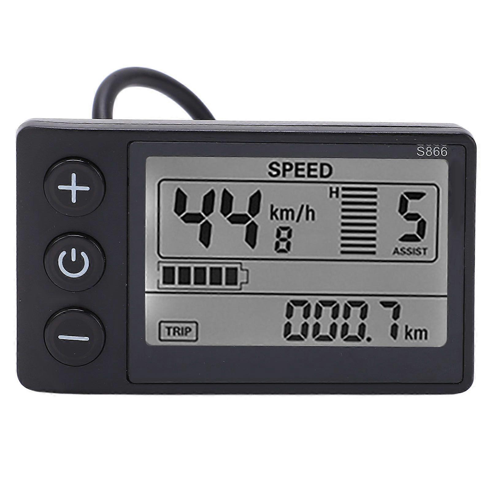Electric Cycle S866 LCD Display Meter 24V 36V 48V Control Panel with Water Resistant PlugYMQX)