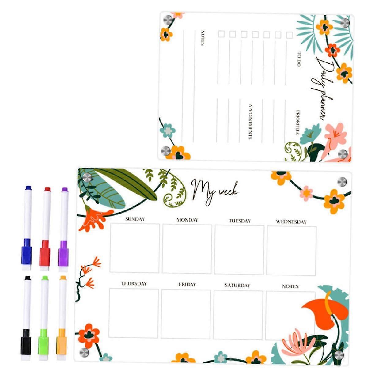 1 Set Rewritable Message Board Schedule Writing Board Planning Board Transparent Magnetic Dry Erase Board Dry Erase Boards Schedule Board Small