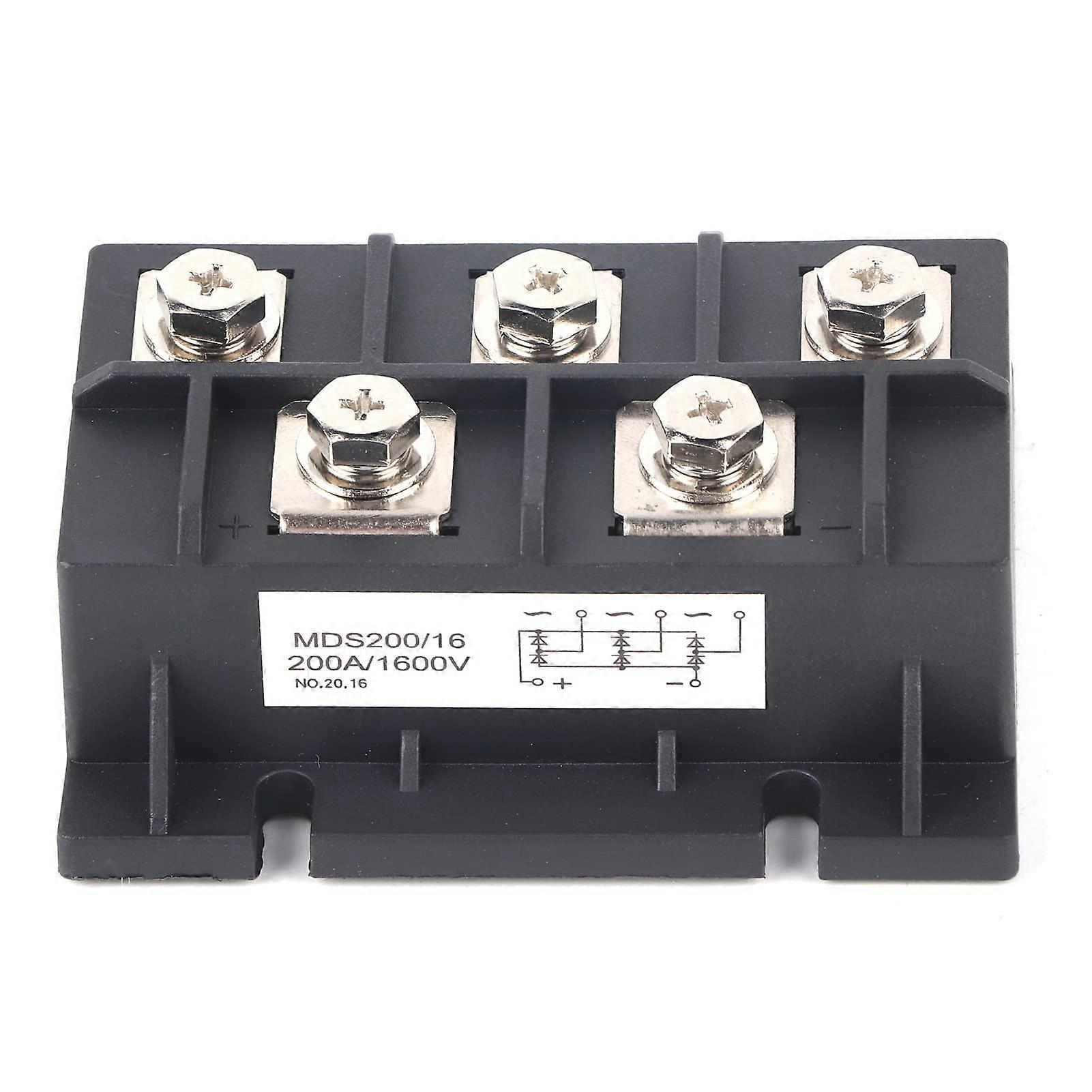 200A Amp 1600V MDS200A ThreePhase Diode Bridge Rectifier Power Module, Medium Power, Black Silicon Material