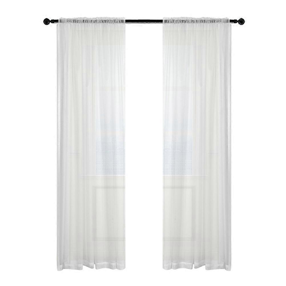 Voile Window Curtain Rectangular Shape For Living Room Light Diffusion 270x100cm White 1Pack