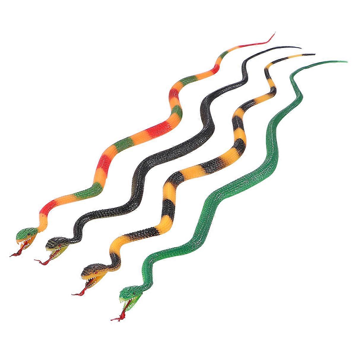Toy Snakes for Kids Simulation Snake Realistic Prank Prop Black Plastic Halloween April Fools Day Party Favor 4Pcs