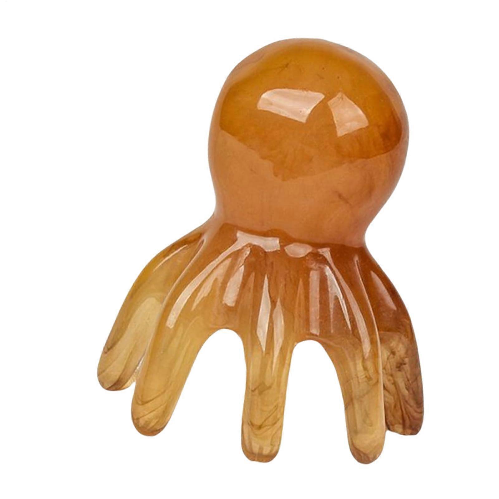 Head Spa Tool Manual Octopus Massager for Relaxation, Portable Lightweight Design, Tan Color, 2.28x1.38x2.76 Inches