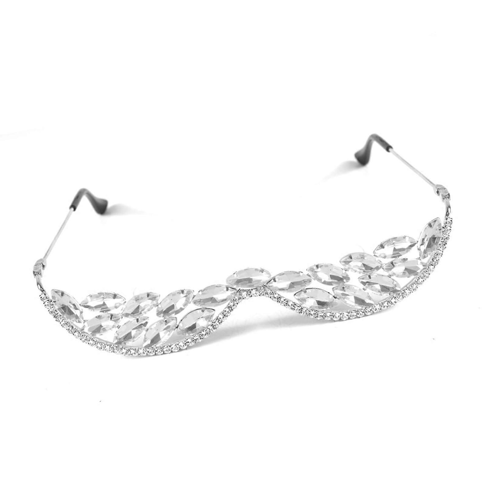 None Lens Rhinestones Glasses Frames Sunglass V Shape Half Frame Crystal Eyeglasses No Lens For Photograph Props Silver