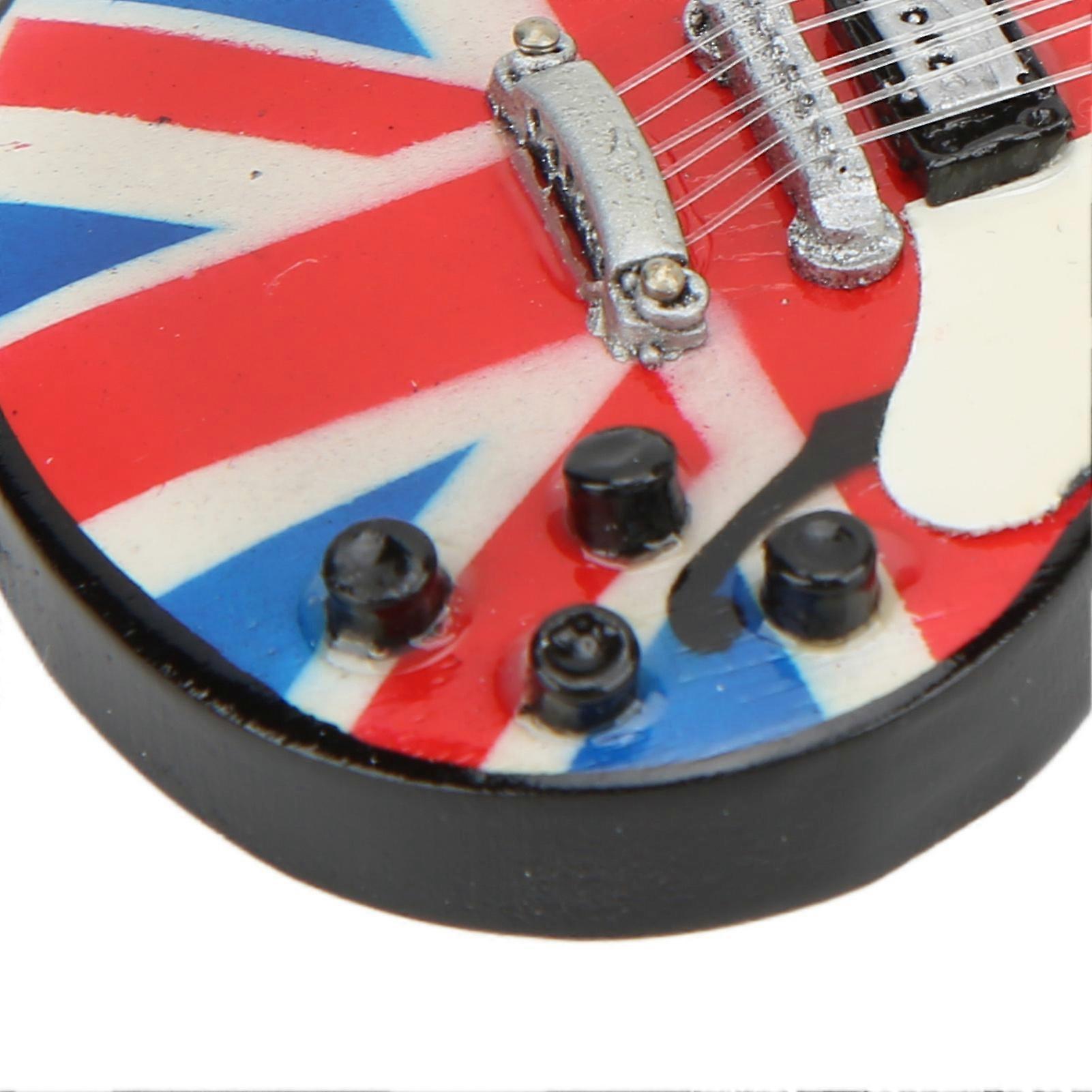 Musical Instruments Pendant UK Flag Style Wooden Guitar Shape Exquisite Beautiful Fine Detail Mini Pendant