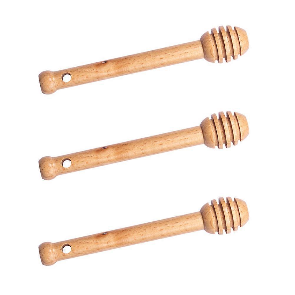 Wooden Honey Dipper Sticks for Home Use Made of Synthetic Material Easy to Clean and Portable Chocolate Color 3Pcs