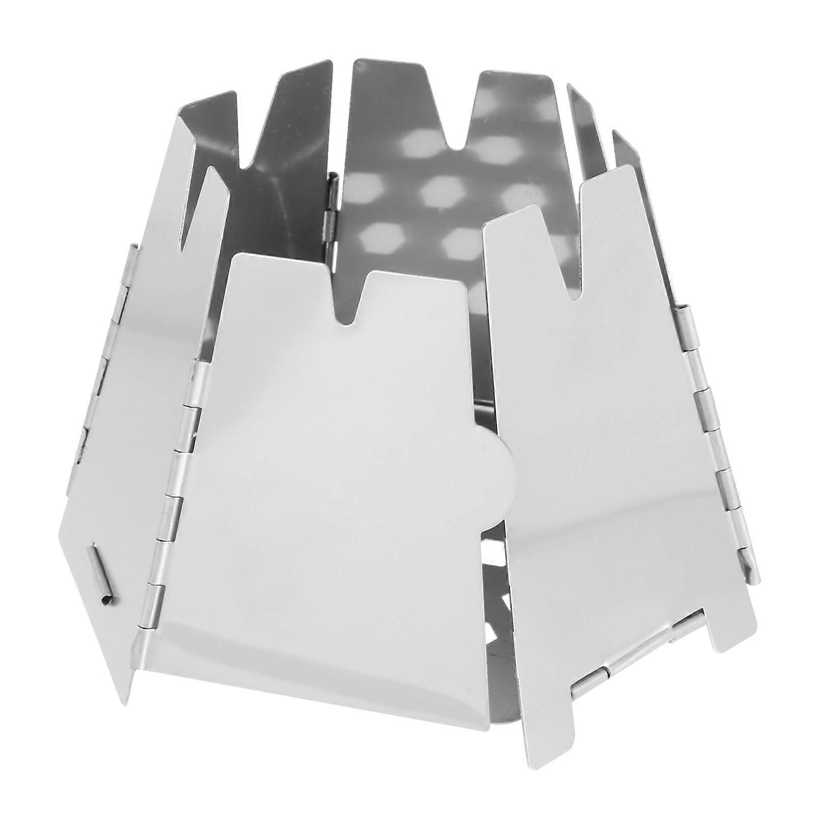 Lightweight Portable Folding Wood Burning Stove with Windshield for Outdoor Camping and Backpacking