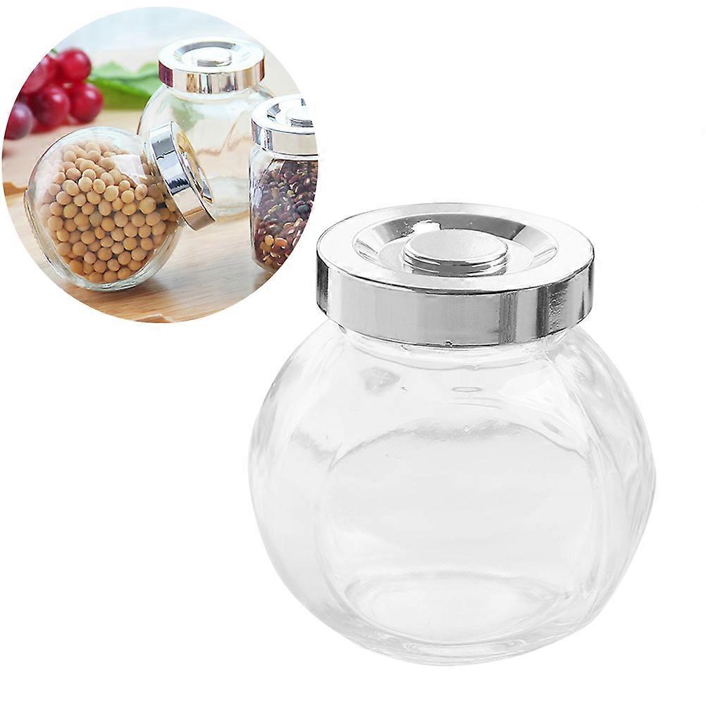 2 Pcs Glass Sealed Cans Round Transparent Dried Fruit Storage Tank Portable Spice Food Grain Container