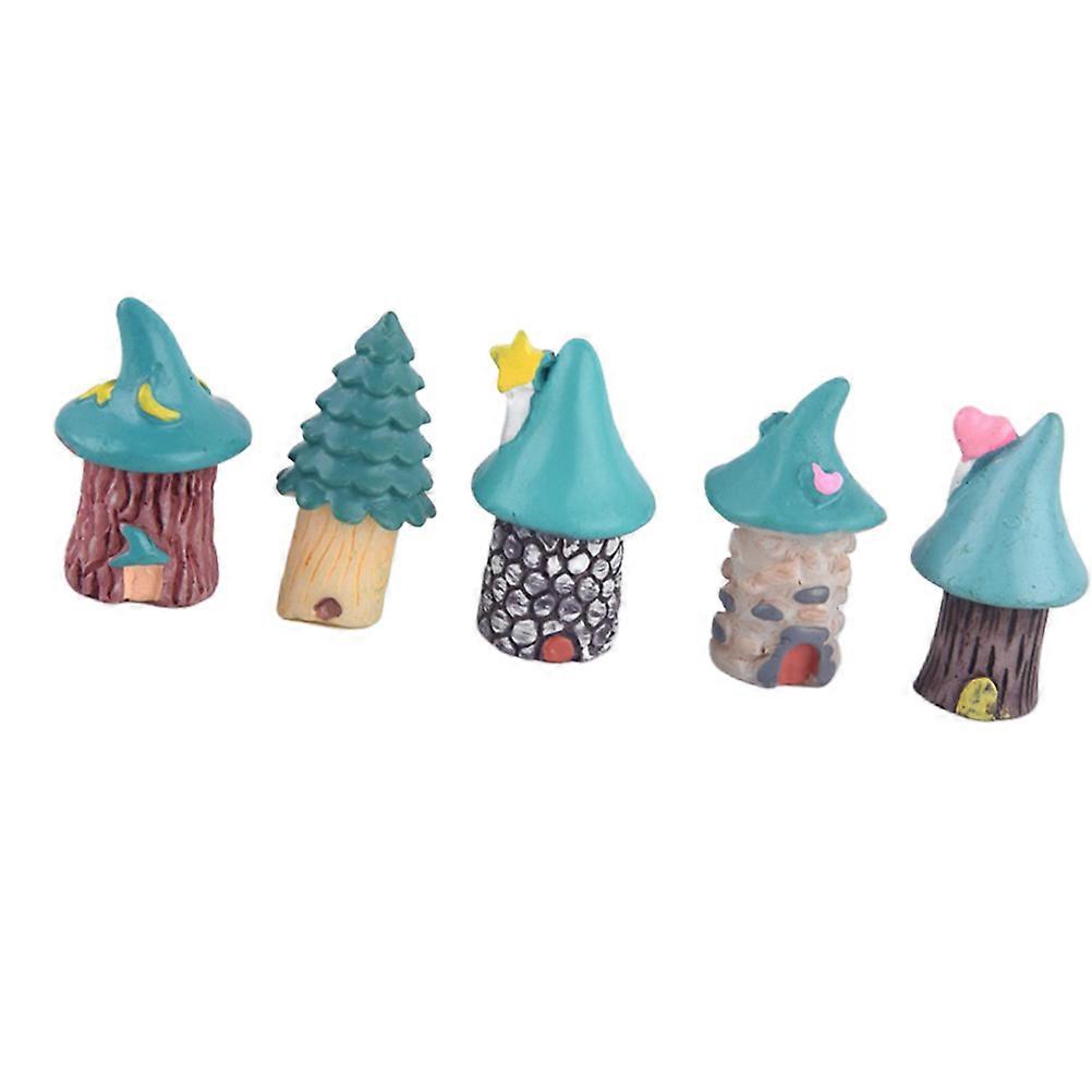 Small Sculpture Micro Landscape Adornment Stone House Statue Sand Table Model Building Realistic Fine Workmanship Assorted Color 5Pcs