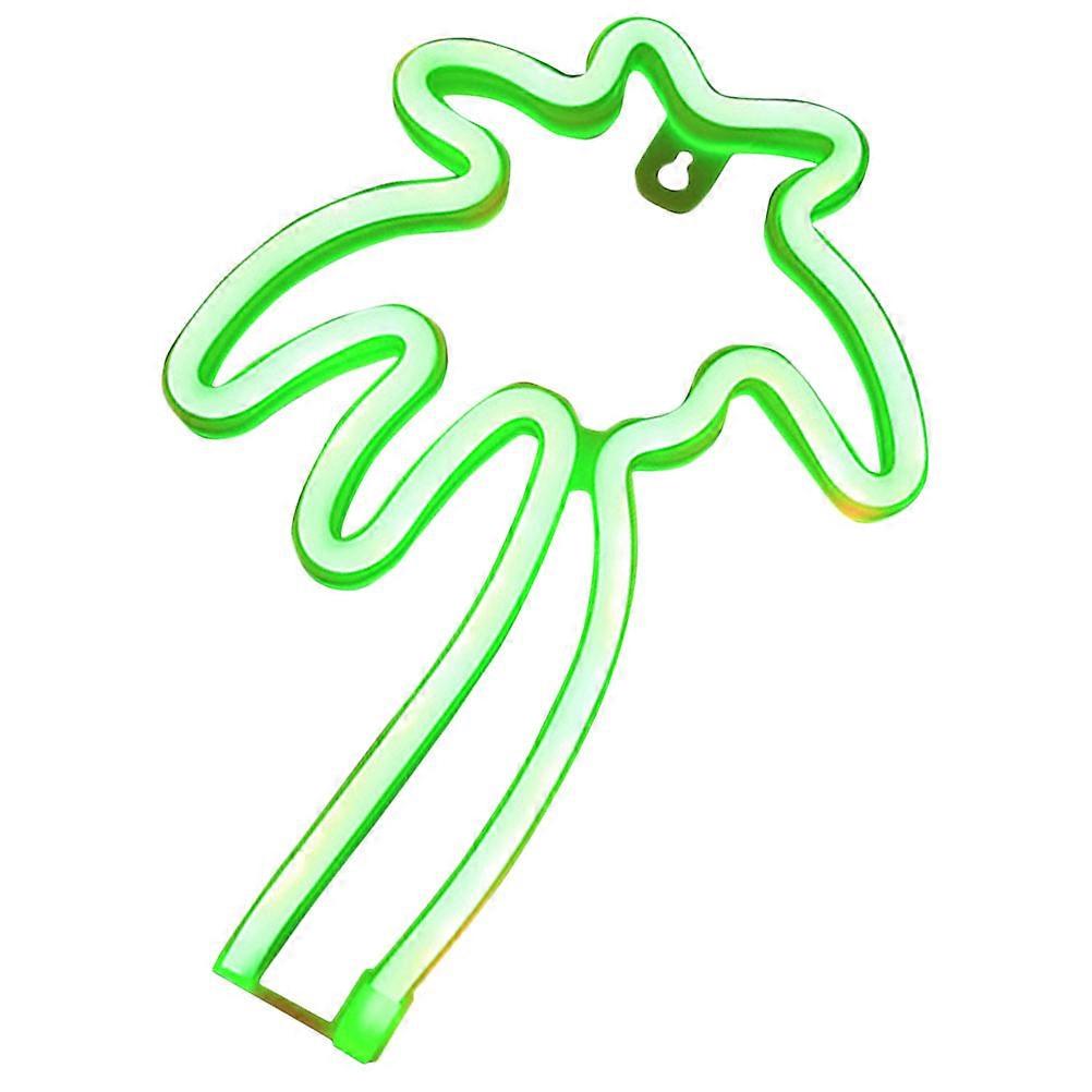 Hawaii Theme Coconut Tree LED Night Light Ambient Neon Decor for Wall Display White Plastic 6.3