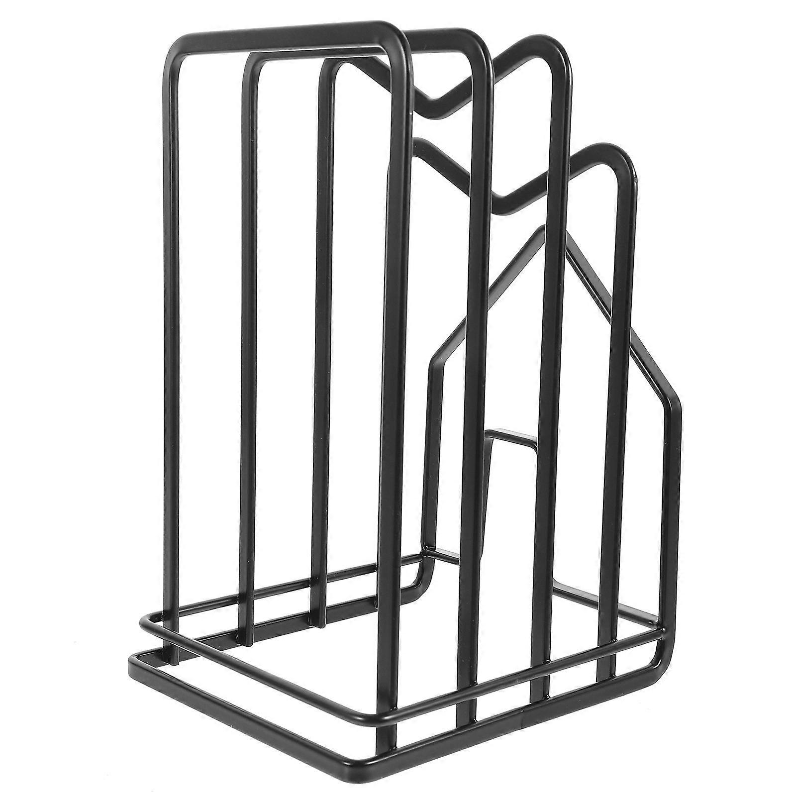 Black Iron Pot Lid Organizer for Cabinet Storage with Modern Design and Lightweight Construction 12.5 x 8.3 x 4.7 inches