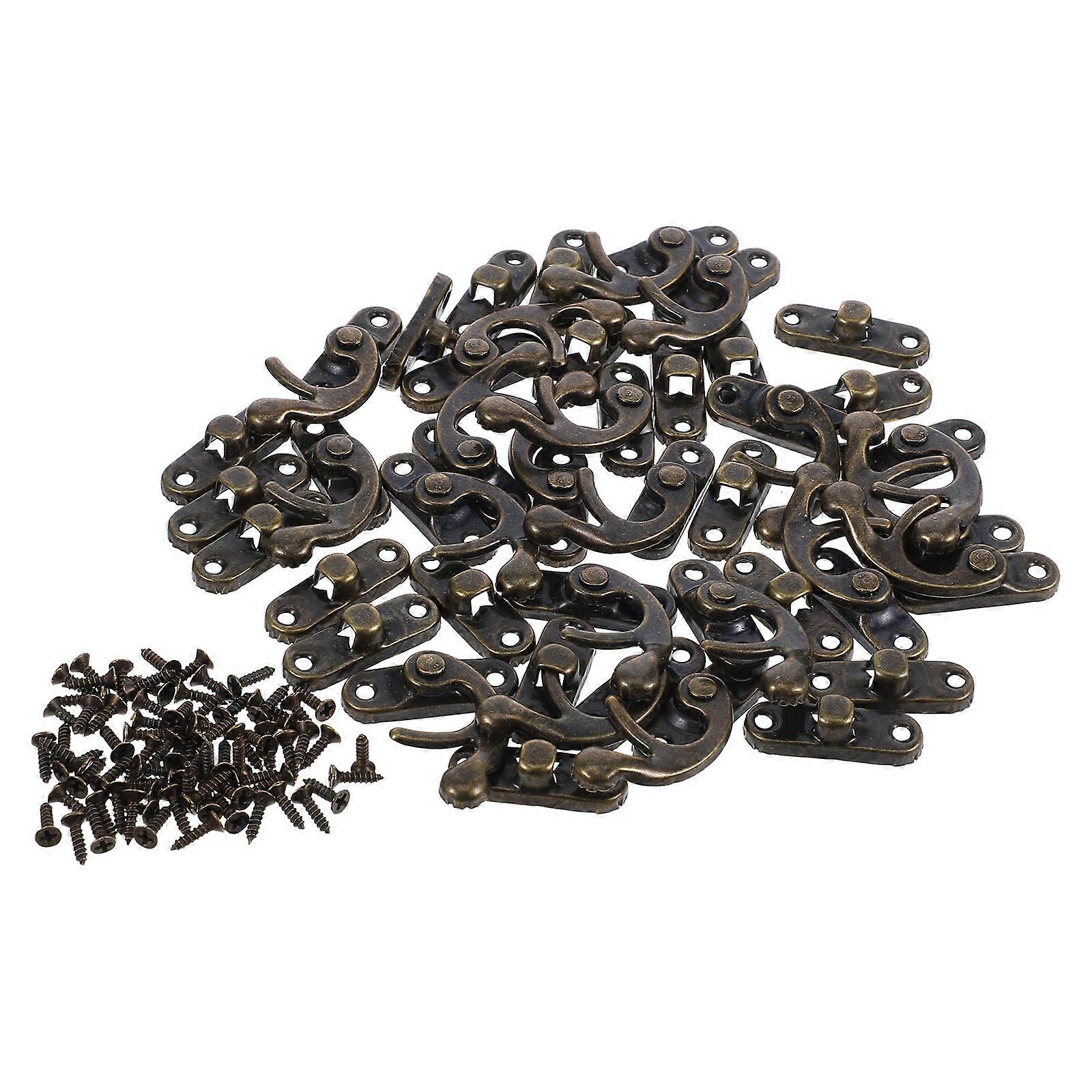 20pcs Right Toggle Catch Bronze Clasp Latch with Curved Buckle for Suitcase, Jewelry & Cosmetic Boxes – Mini Swing Arm Metal Hook with Mounting