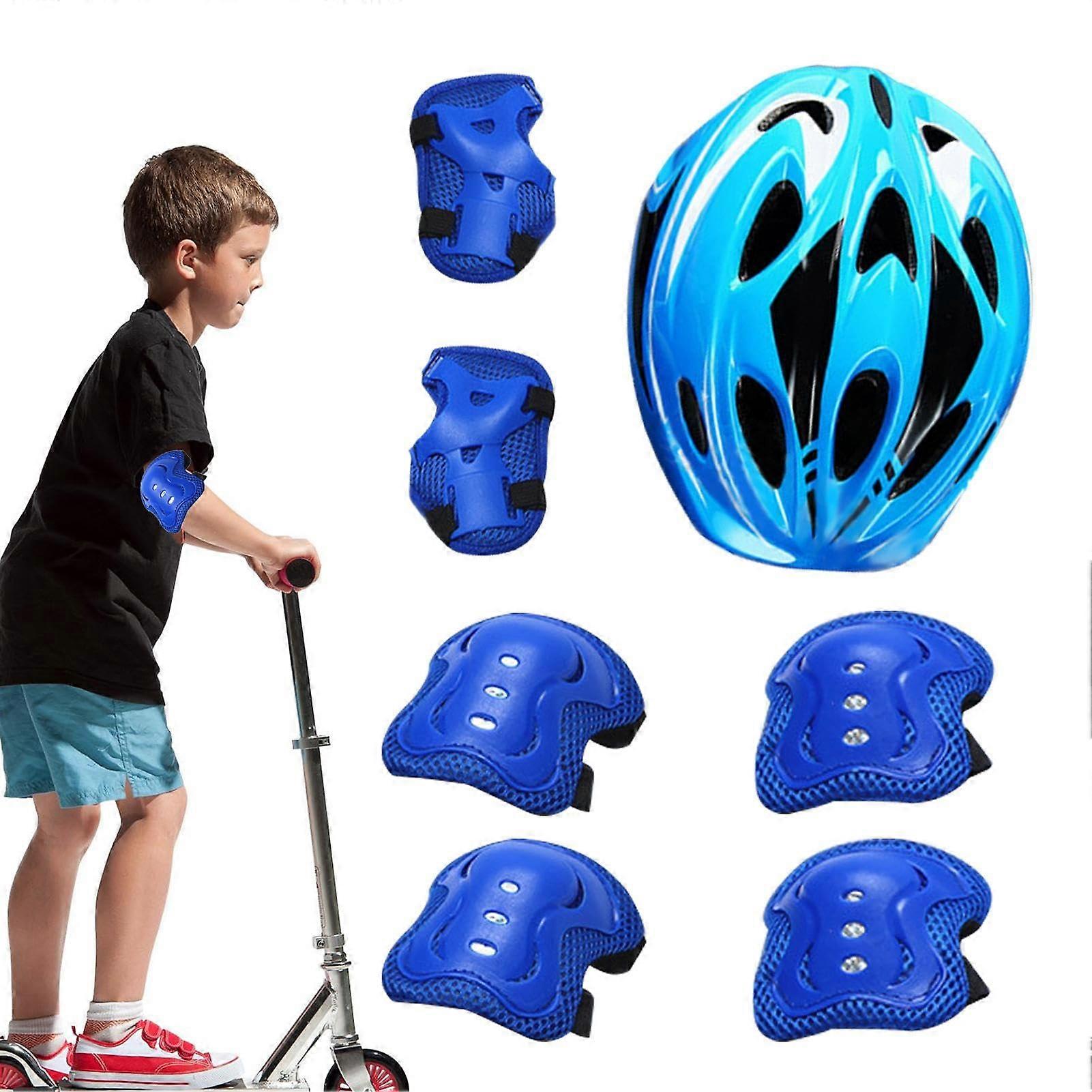 Kids Protective Gear Set with Helmet for Skateboarding, Blue for Boys and Girls