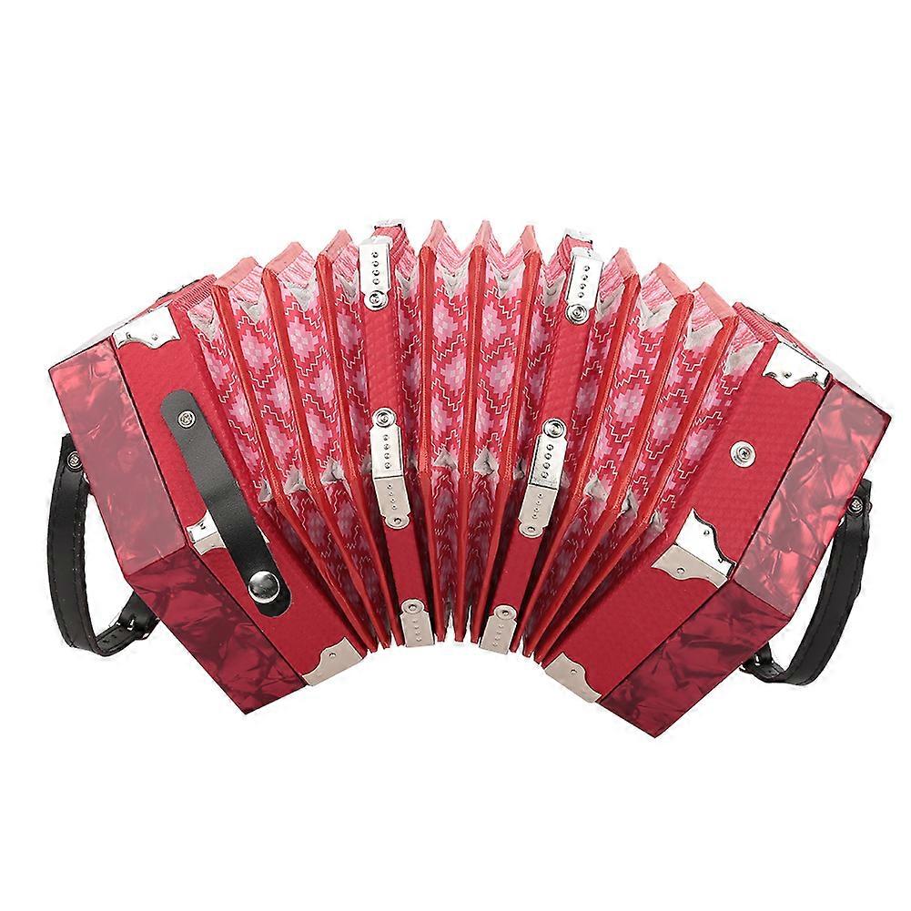 プロフェッショナル20ボタンアコーディオンコンサーティーナ楽器(赤)
