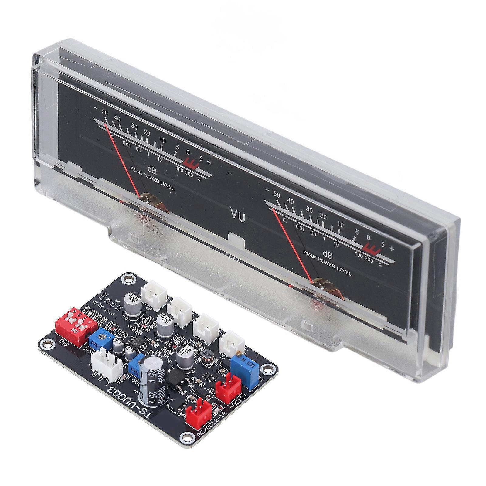 VU Meter Easy Operation Durable ABS White Backlit High Accuracy Portable VU Meter with Driver Board for DIY Home Car