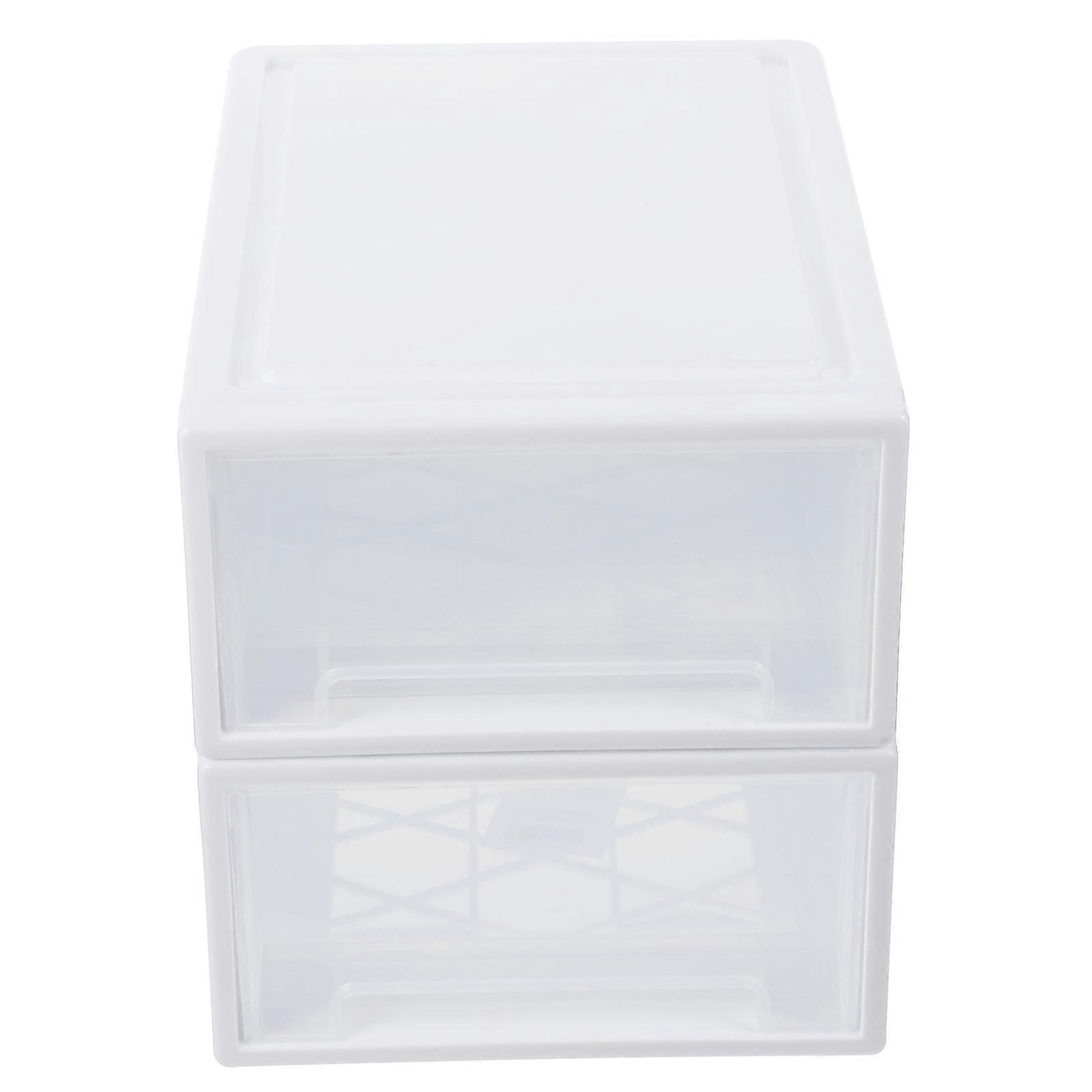 White Transparent Clothes Storage Containers Plastic Organizer for Long Term Use 2Pcs