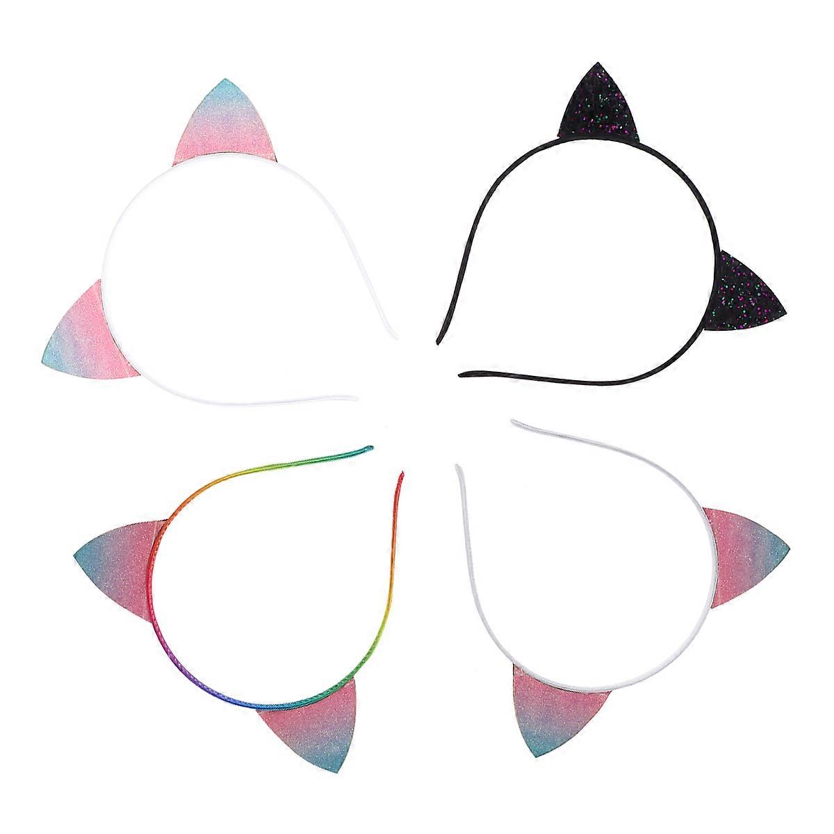 4pcs Assorted Color Ear Headband for Costume Parties and Daily Use, Lightweight Alloy and NonWoven Fabric