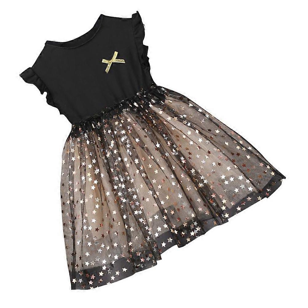 One-Piece Dress for Kids Non-Pilling Thin Gauze Black 54x22cm 1Pcs