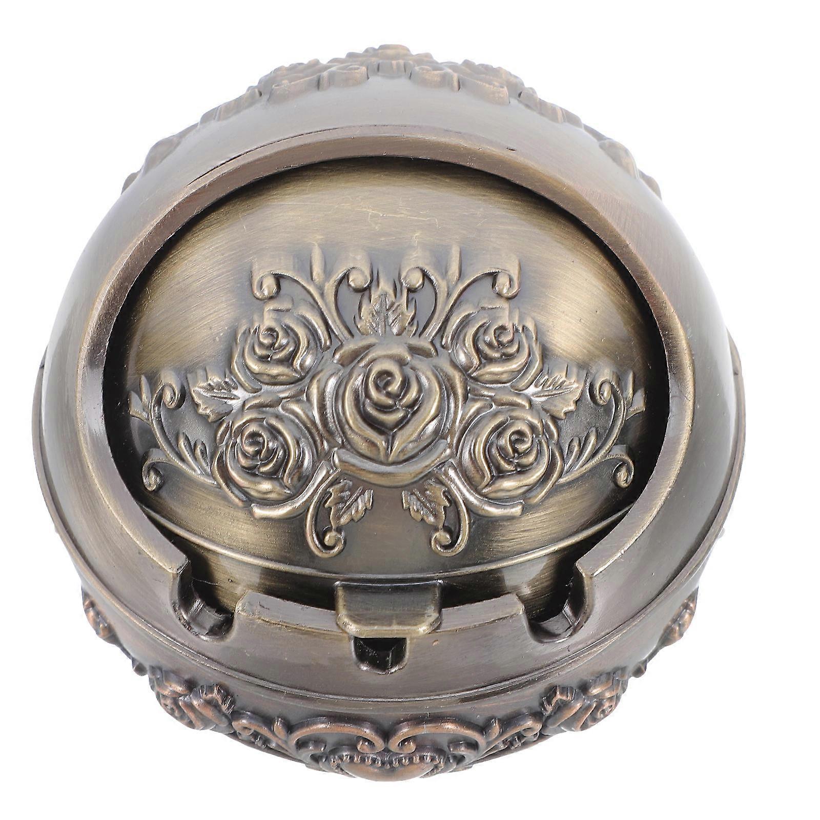 Stylish Metal Portable Ashtray with Lid – Impact Resistant Round Design for Indoor Outdoor Use, Odor Reducing Creative Ash Tray for Spaces