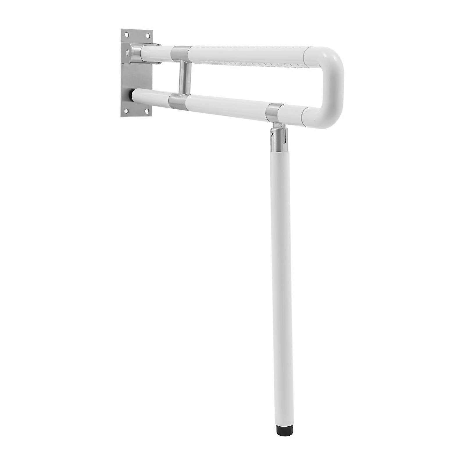 75cm Bathroom U-shaped Folding Safety Handrail Wall Mounted with Bottom Bracket