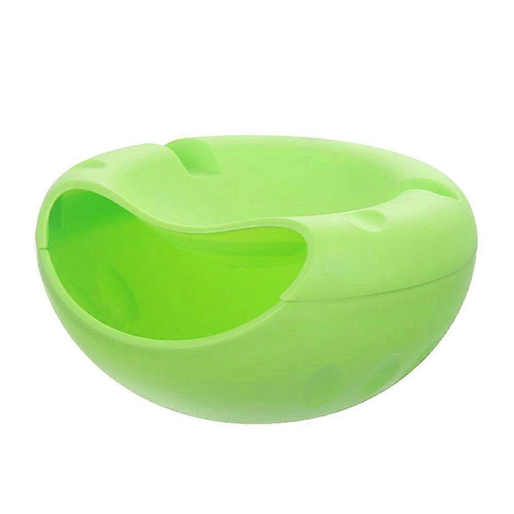 Multi-Functional Double Layer Snacks Storage Box & Fruit Container with Phone Holder - Versatile Green Plastic Organizer