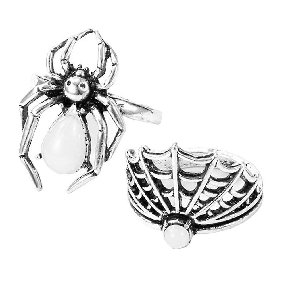 Retro Spider Ring Set for Men Women Punk Style Hollow Design Costume Party Halloween Accessory