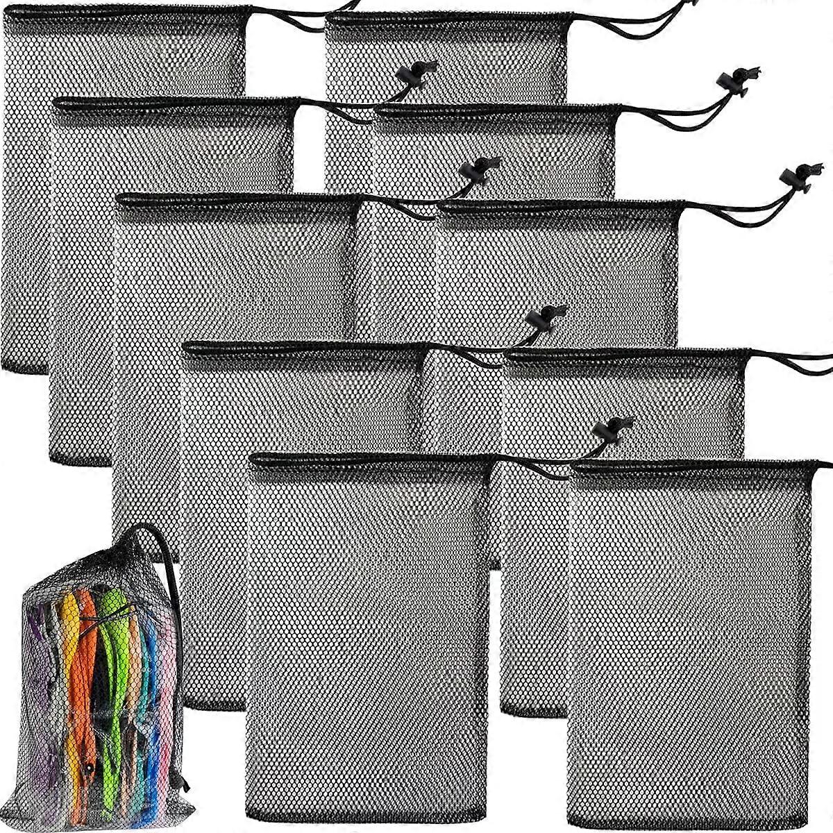 Nylon Mesh Drawstring Bags, 10PCS 8X12Inch with Cord Lock Closure, Delicate Nylon Material