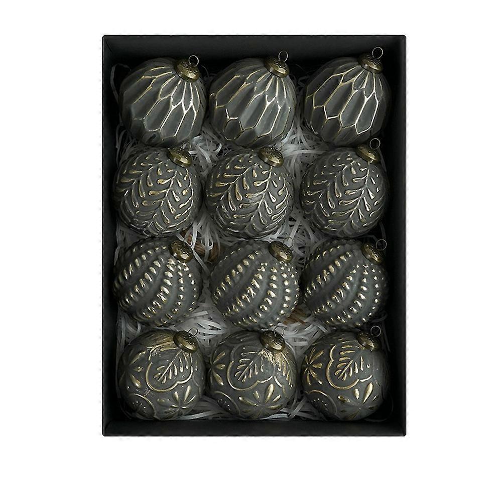 12pcs 8cm Christmas Tree Ball Pendant Shatterproof Retro Christmas Hanging Balls Reusable Elegant Xmas Tree Ornaments