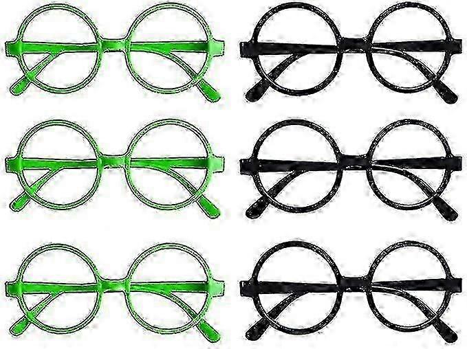 Pack Of 6, Kids Nerd Fake Glasses No Small Frame Round Eyeglasses Costume Pretend Play (age 3-10)-