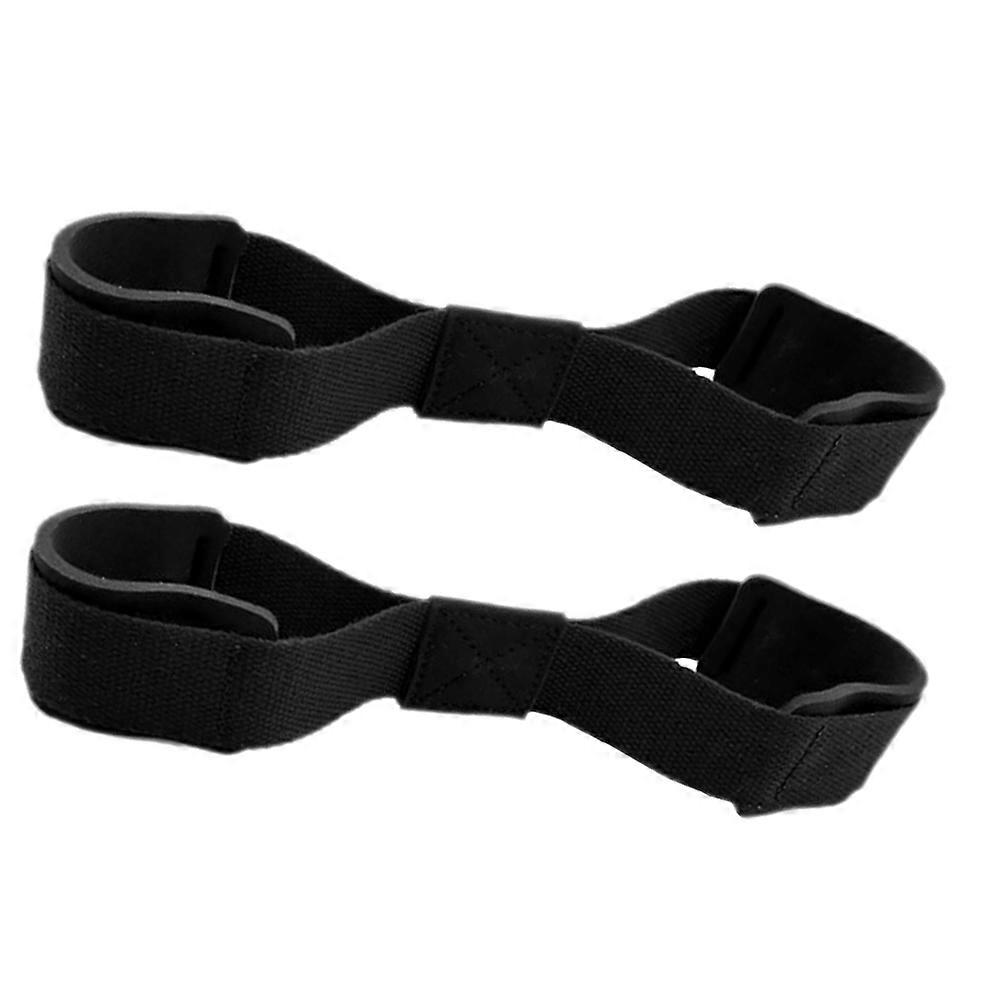 Black Gym Grip Straps for Fitness Use Durable Nylon Fabric High Breathability Comfortable Weightlifting Wrist Supports 2pcs