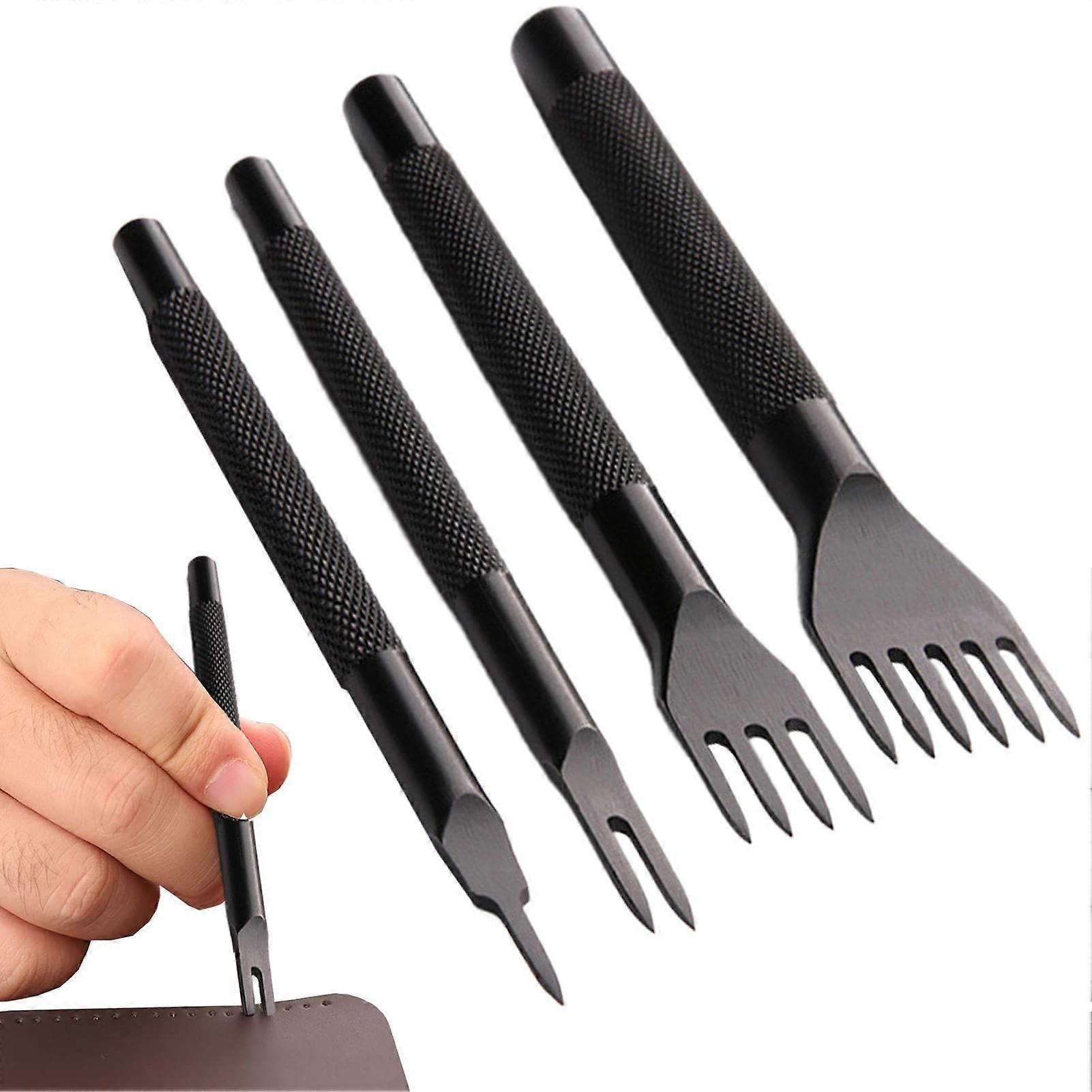 Leather Stitch Punch Tool Set | Leather Hole Punch for Belts - 1/2/4/6 Prong Leather Crafting Tools for Keychains, Wallets