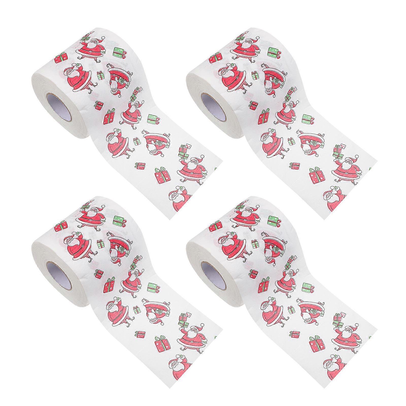 Novelty Toilet Paper 4 Rolls Square Shaped Absorbent Tissues Watermelon Red Designed For Christmas Celebrations