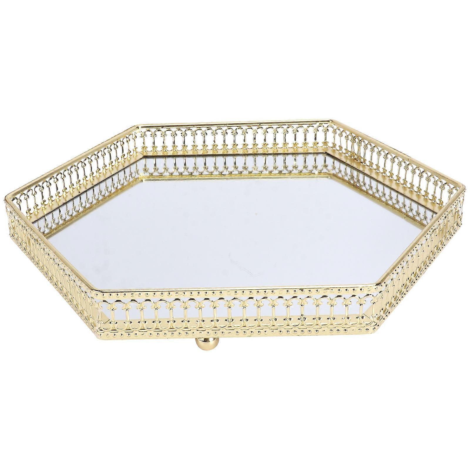 Mirror Trays Decorative 1Pack Elegant Solution For Home Use 30.5x27cm Nordic Style With Mirror Finish