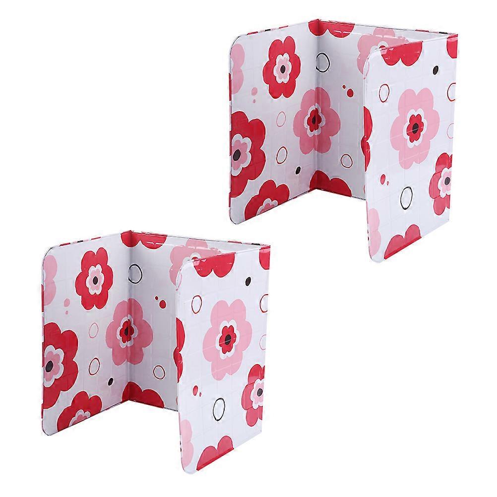 Cooking Oil Baffle 76x32cm 2Pcs Foldable Heat-insulation Board For Household Users With Red Color And Anti-splash Functionality