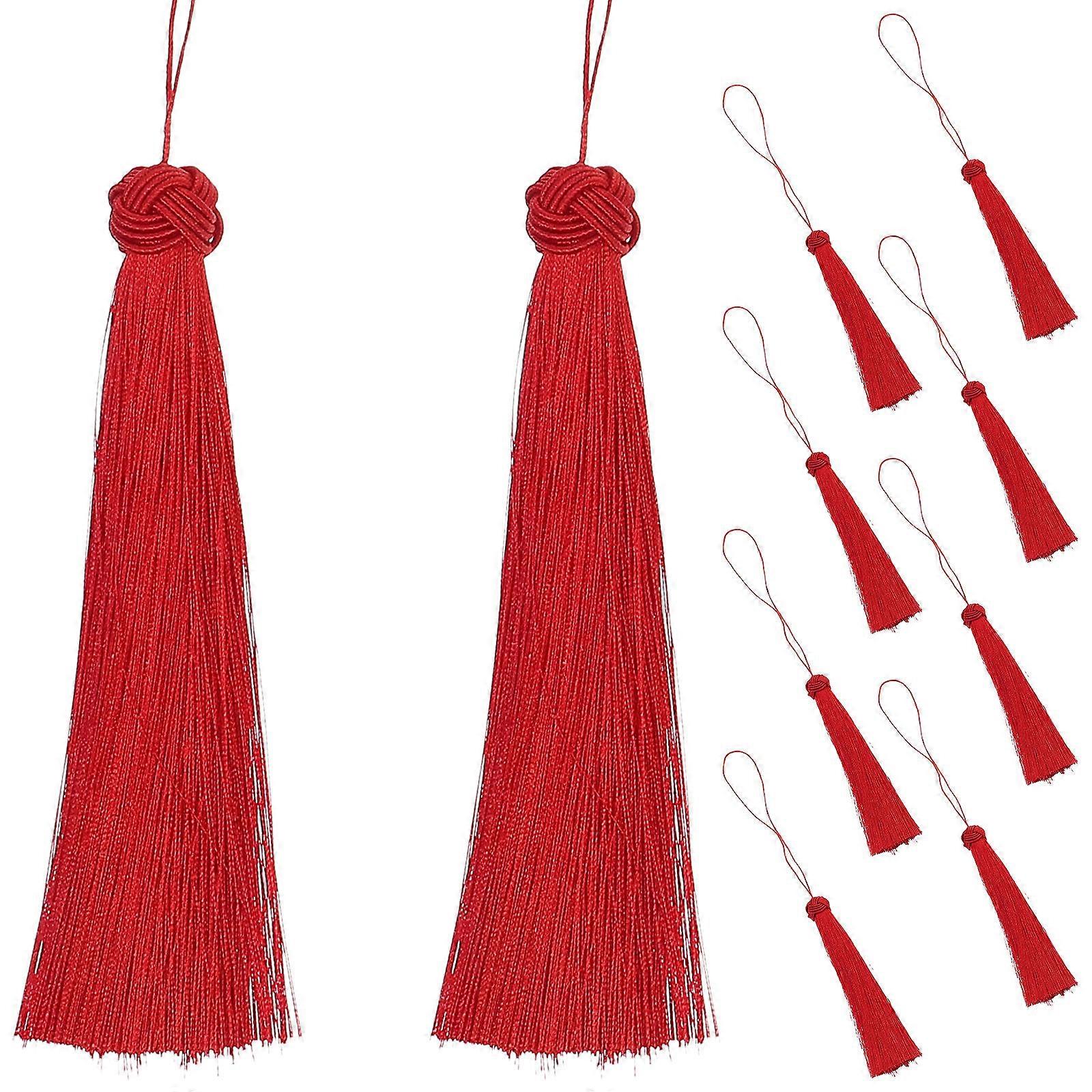 Decorative Tassel Ornaments 10Pcs For Home Decor And DIY Projects Red Color With Fine Workmanship