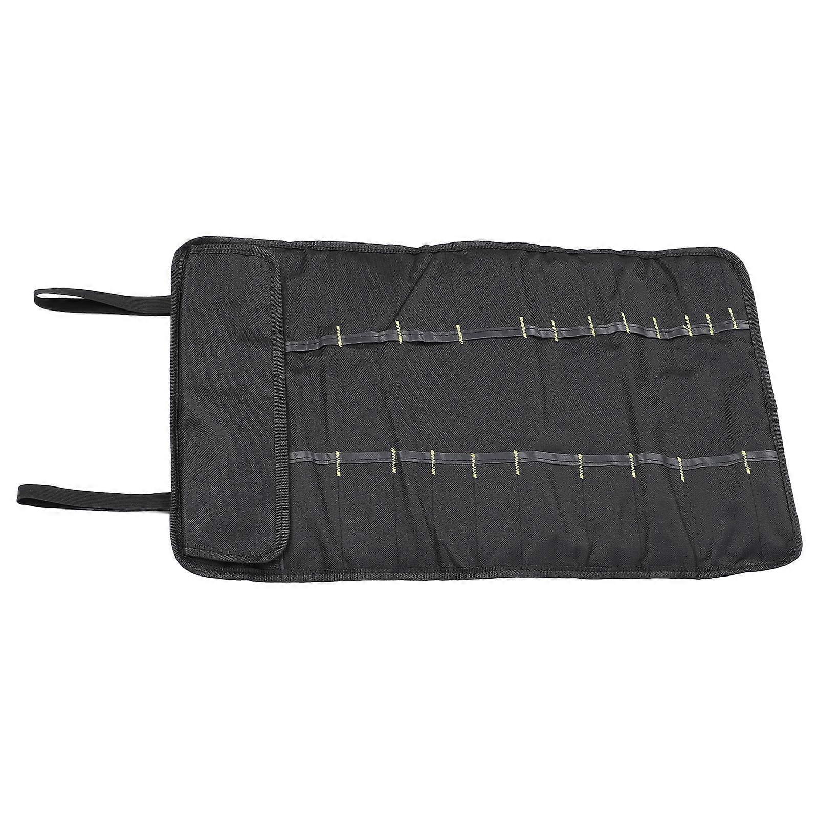 Roll-Up Tool Bag Canvas Material Compact Wrench Organizer Scratch-Resistant Blue For Home Use