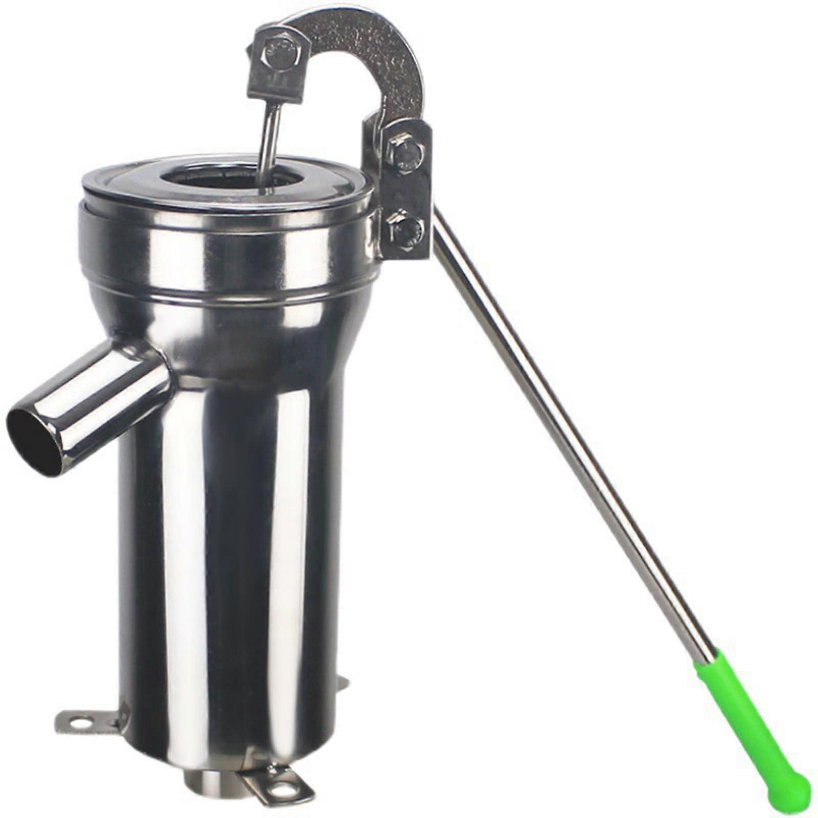 Handheld Press Pump Deep Well Water Pump Old Style Stainless Steel 10m Depth Includes 3 Leather Bowls For Home Garden