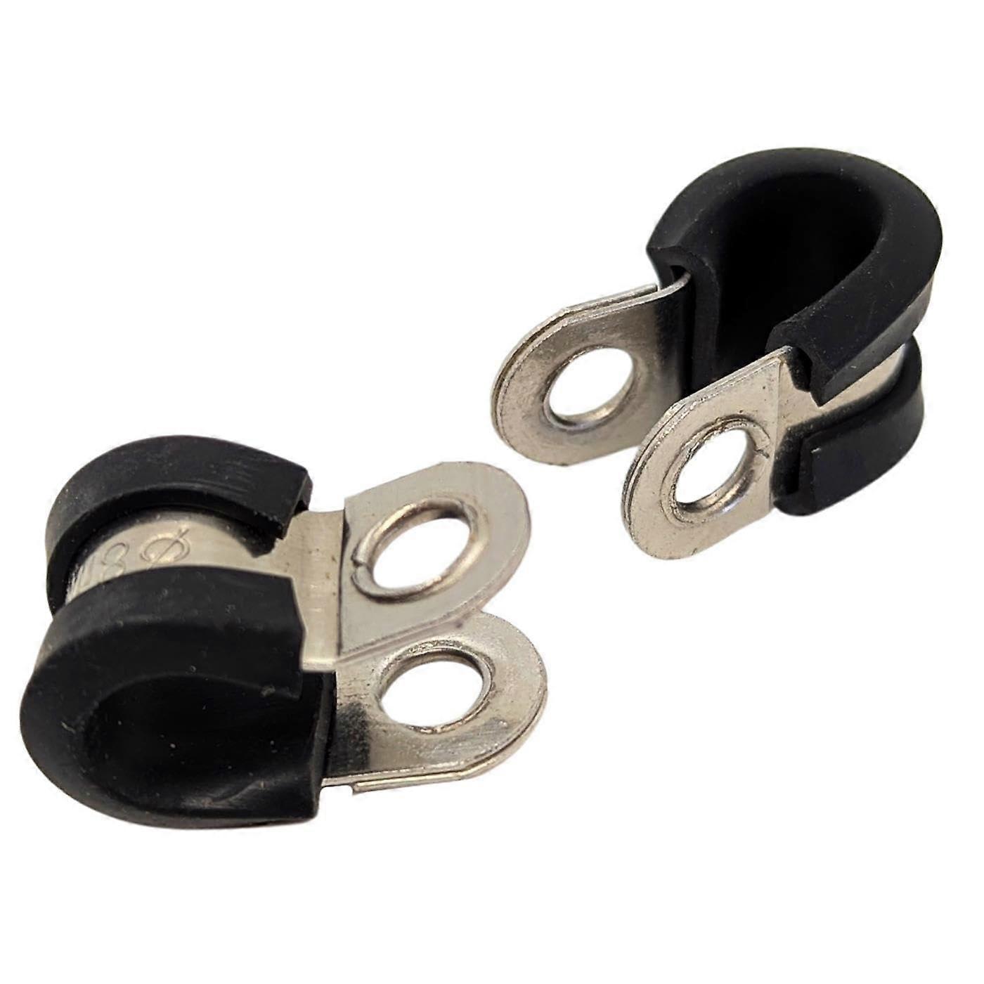 5 x 8 mm pipe clamps with rubber insert, stainless steel V2A, cable clamps for screwing, hose clamp 8 mm, pipe clamps, mounting clamp 8 mm.