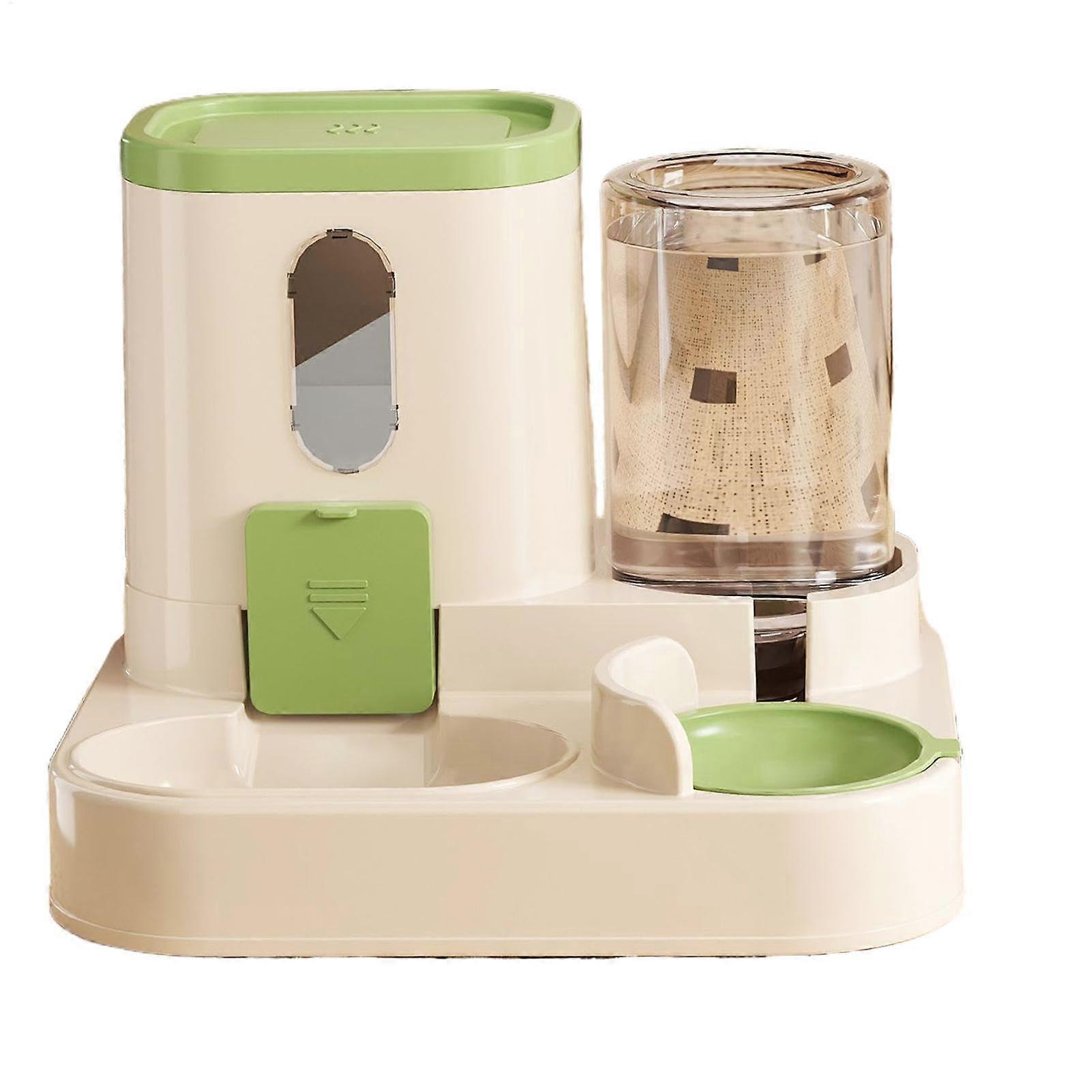 Automatic Food and Water Bowl for Cats - 2-In-1 Feeder And Drinker, Green, Compatible With Cats, Dogs And Small Animals