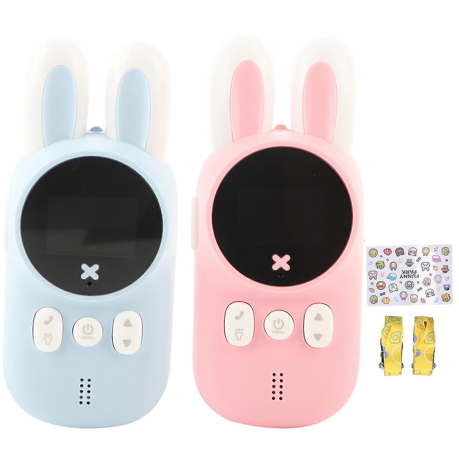 Colorful Rabbit-Shaped Children's Walkie Talkies with 3KM Range and Lanyard for Kids