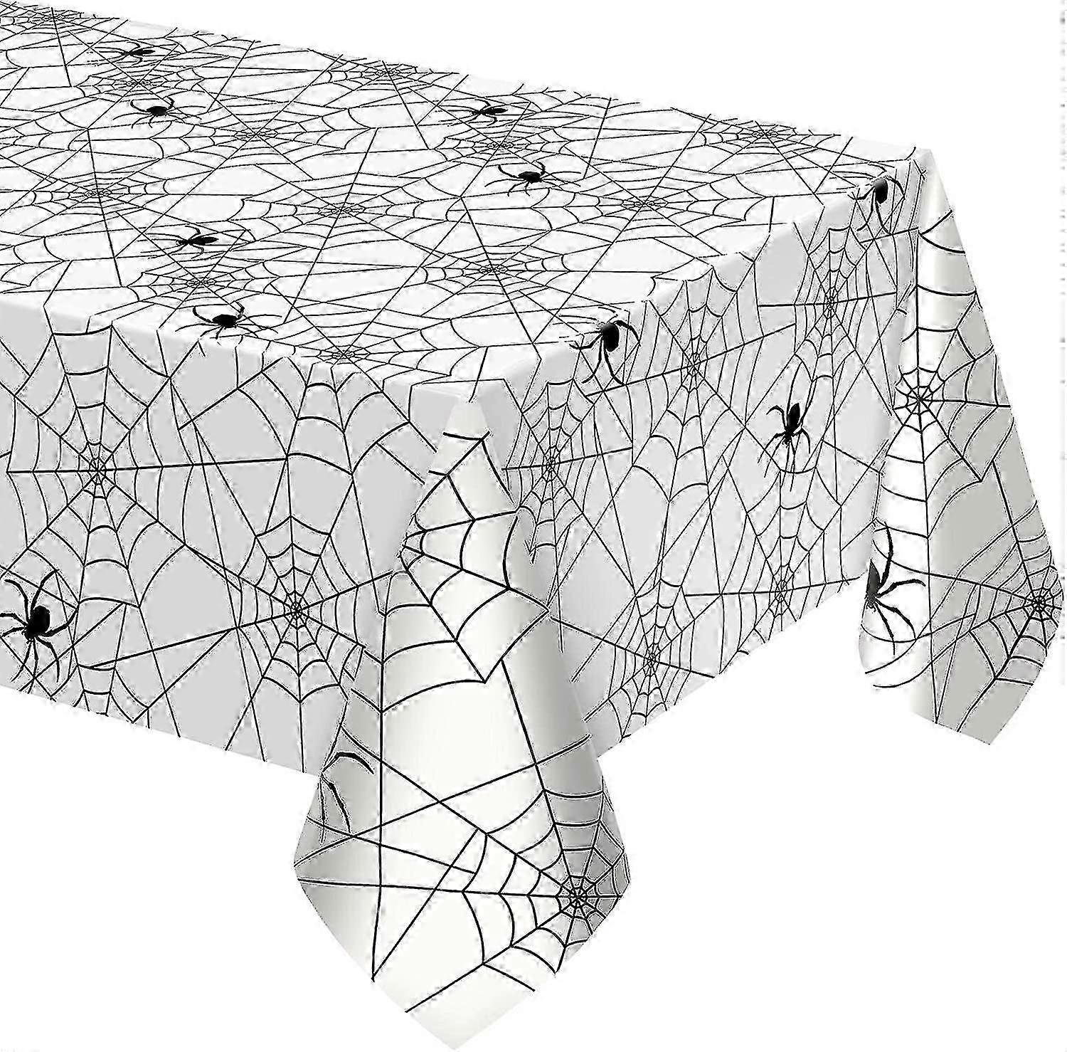 Halloween Tablecloth Rectangular Waterproof Black Spider Web Decorative Tablecloth For Halloween Dinner And Party Decorations
