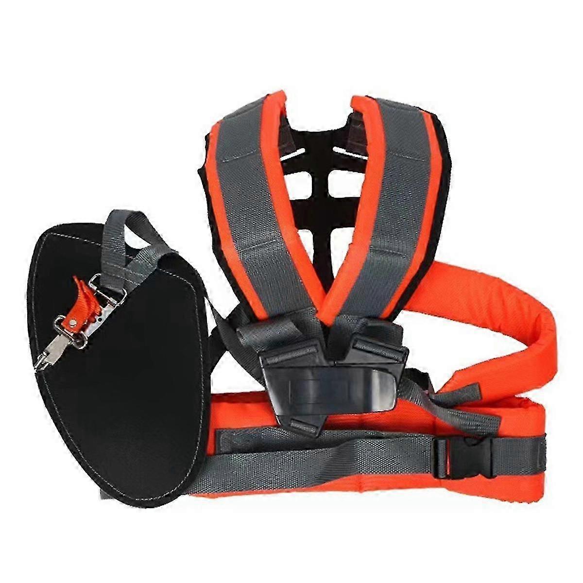 Padded Universal Adjustable Weed Eater Harness with Double Shoulder Strap for Trimmer - Gray