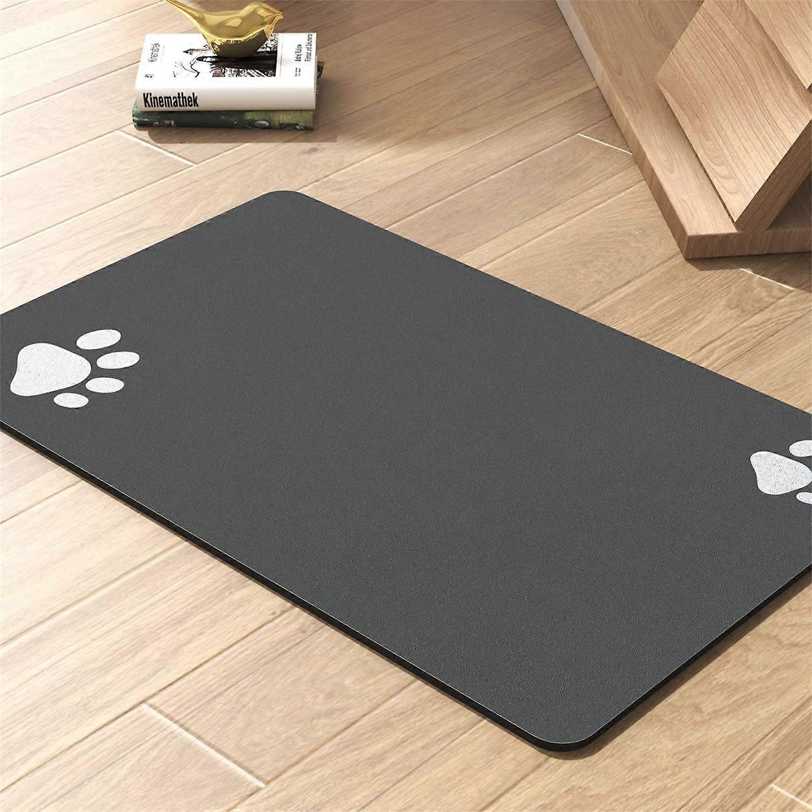 Feeding Mat Dog Large Cat Bowl Mat NonSlip Absorbent Quick Drying (Dark Grey, 45x70cm)